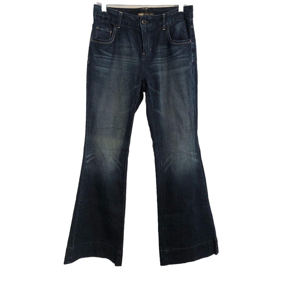 Mossimo Womens Jeans 6 Flare Dark Wash Denim Mid Rise Pants Bottoms Boho Retro